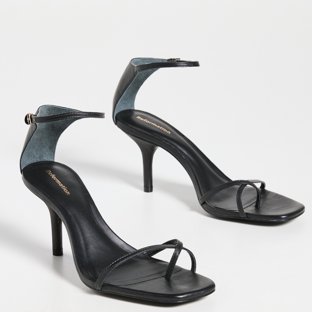 Reformation Gigi Black Strappy Heels
